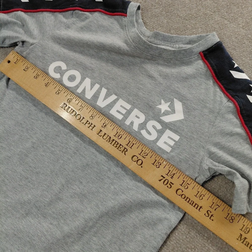 Converse All Star Shirt Boys Large Gray Chevron Graphic Tee Shirt Casual 12-13yr